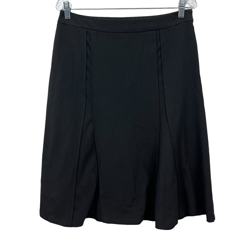 Requirements Womens Midi Knit Skirt Stretch Flared Hem Side Zip Black Size 8*